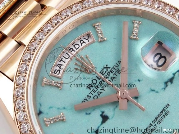 MiroTime 0321 ZipUp Day Date 36 RG TWSF Best Edition Blue Roman Diamonds Dial Diamonds Bezel on RG Bracelet A 1607